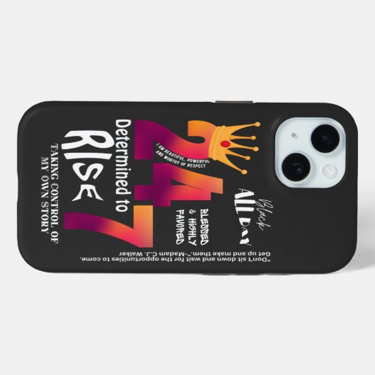 Zwart De hele dag 24/7 Slogan Graphic Case-Mate iPhone Case (Achterkant (horizontaal))