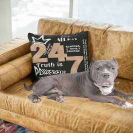 Zwart De hele dag 24/7 Slogan Graphic Kussen