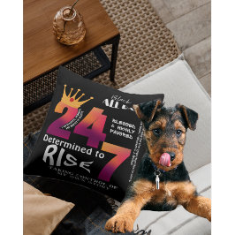 Zwart De hele dag 24/7 Slogan Graphic Kussen