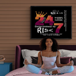 Zwart De hele dag 24/7 Slogan Graphic Perfect Poster