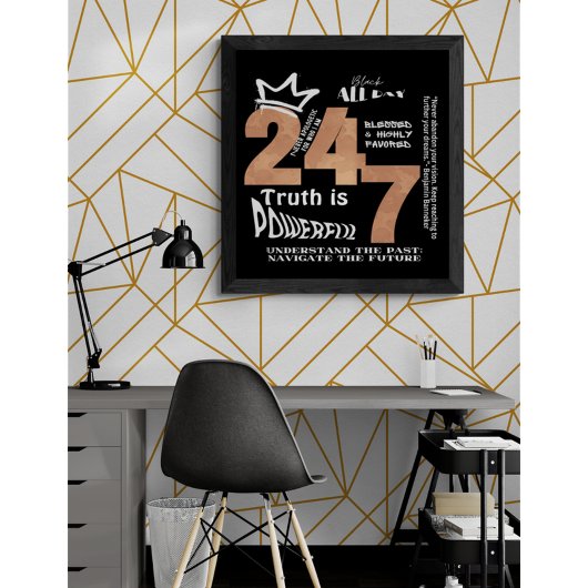 Zwart De hele dag 24/7 Slogan Graphic Perfect Poster