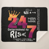 Zwart De hele dag 24/7 Slogan Graphic Sherpa Deken (Voorkant (horizontaal))
