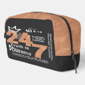 Zwart De hele dag 24/7 Slogan Graphic Toilettasje (Rechterhoek)