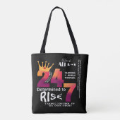 Zwart De hele dag 24/7 Slogan Graphic Tote Bag (Achterkant)
