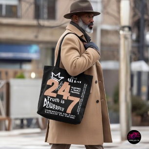 Zwart De hele dag 24/7 Slogan Graphic Tote Bag