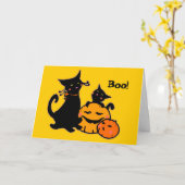 Zwart de kattenwenskaart van PengiHoliday Kaart (Gele Bloem)