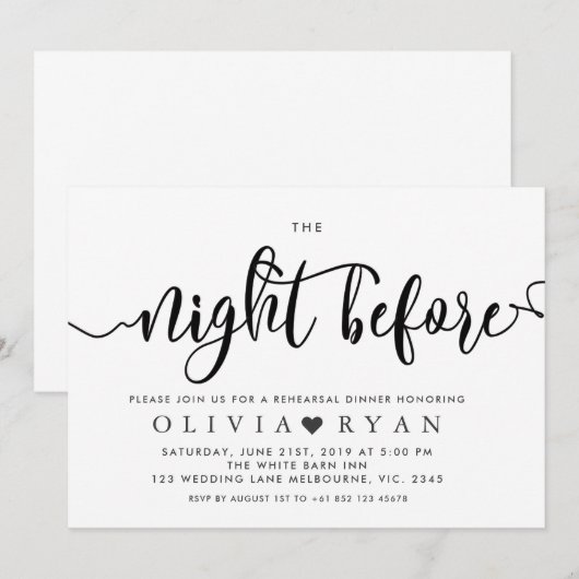 Zwart de nacht voor de uitnodiging (Voorkant / Achterkant)