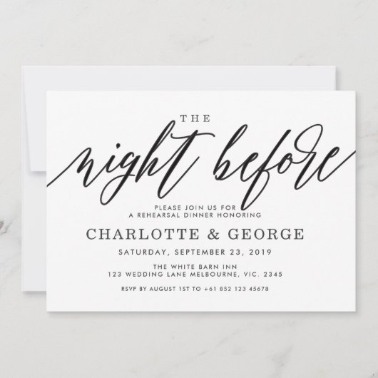 Zwart de nacht voor de uitnodiging (Voorkant)