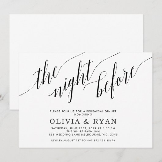 Zwart de nacht voor de uitnodiging (Voorkant / Achterkant)