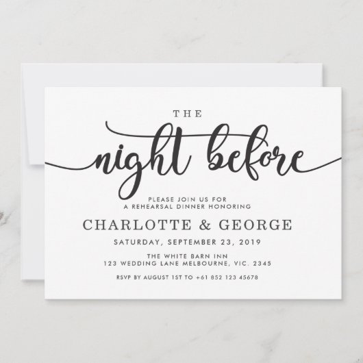 Zwart de nacht voor de uitnodiging (Voorkant)