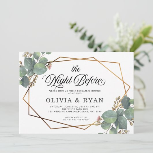 Zwart de nacht voor geo eucalyptus uitnodiging (Staand voorkant)