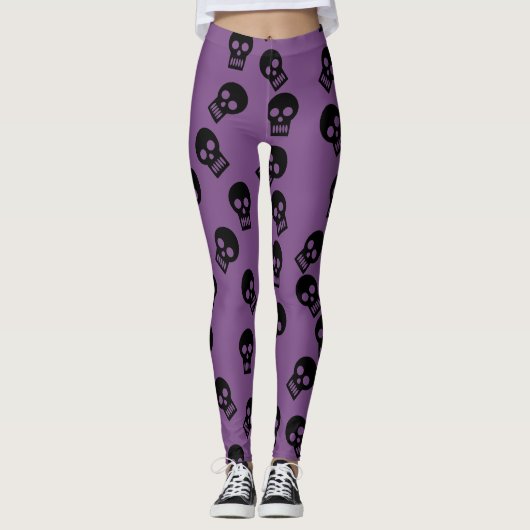 Zwart/de Paarse Beenkappen van de Confettien van Leggings (Voorkant)