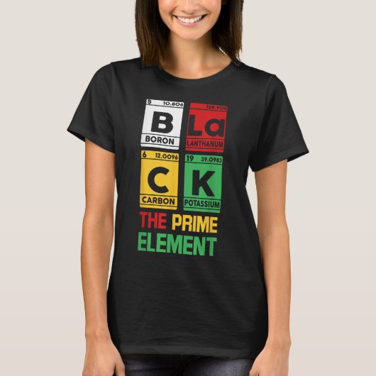 Zwart de periodieke tabel van het eerste element B T-shirt (Voorkant)