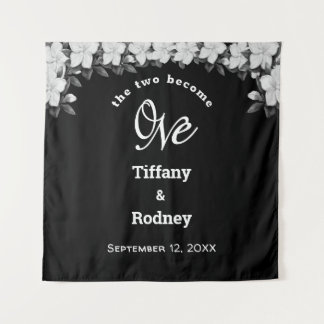 Zwart, de twee worden een bloemenbruiloft wandkleed