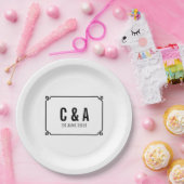 Zwart Deco Chic Bruiloft Papieren Bordje (Feest)