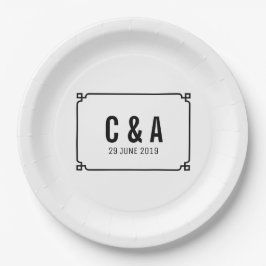 Zwart Deco Chic Bruiloft Papieren Bordje