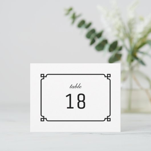 Zwart deco Chic-tabelnummer Briefkaart (Staand voorkant)