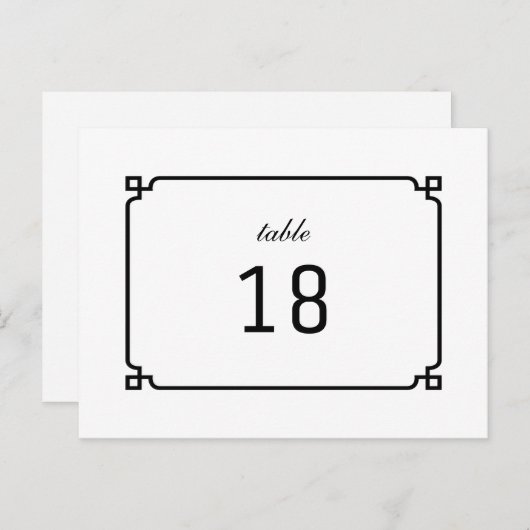 Zwart deco Chic-tabelnummer Briefkaart (Voorkant / Achterkant)