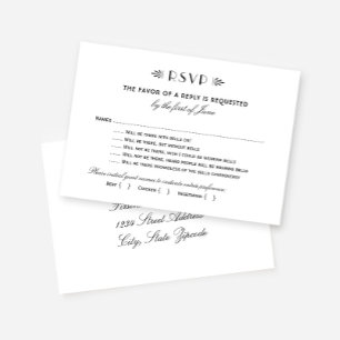 zwart deco-weddenschap met geld RSVP kaartje
