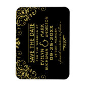  zwart deco-weddenschap met gouden kunst Bewaar de Magneet (Verticaal)