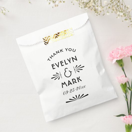  zwart deco Wedding Monogram Bedankzakje (Gezegeld)