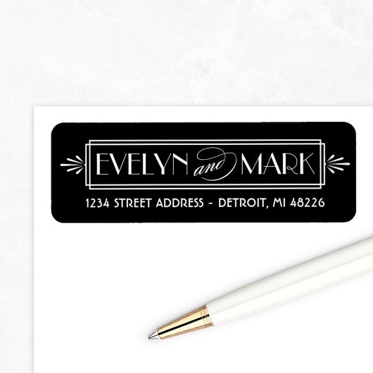  zwart deco Wedding Monogram Etiket