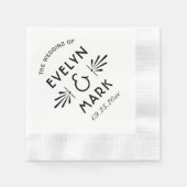  zwart deco Wedding Monogram Servet (Voorkant)