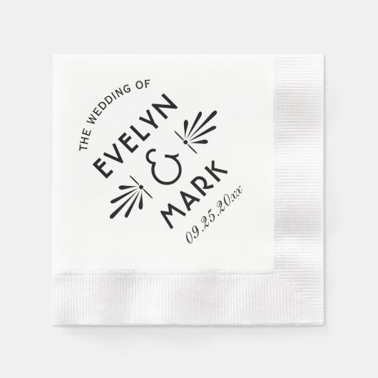 zwart deco Wedding Monogram Servet (Voorkant)