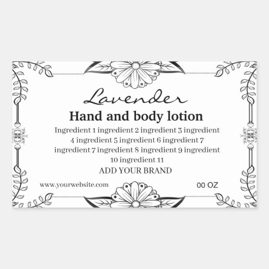 Zwart decoratief Lijst wit Achtergrondlabel Rechthoekige Sticker (Voorkant)