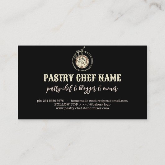 Zwart  deeg mengen bakkerijgebak visitekaartje (Achterkant)