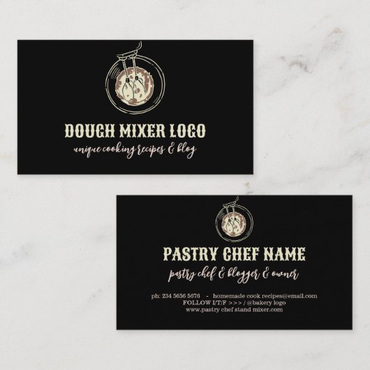 Zwart deeg mengen bakkerijgebak visitekaartje (Voorkant / Achterkant)