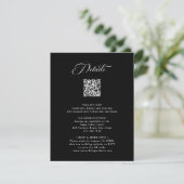 Zwart Delicate Elegant Wedding Details Informatiekaartje (Staand voorkant)