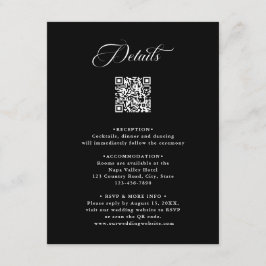 Zwart Delicate Elegant Wedding Details Informatiekaartje