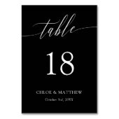 Zwart Delicate Kalligrafie Namen & Trouwdatum Kaart (Achterkant)