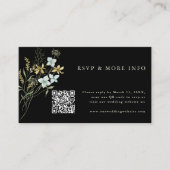 Zwart Delicate Wildflower Moderne Boho Bruiloft RS Informatiekaartje (Voorkant)