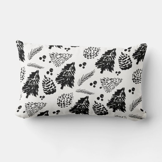 Zwart denbos Pinecone Pattern Chrismtas Kussen (Achterkant)
