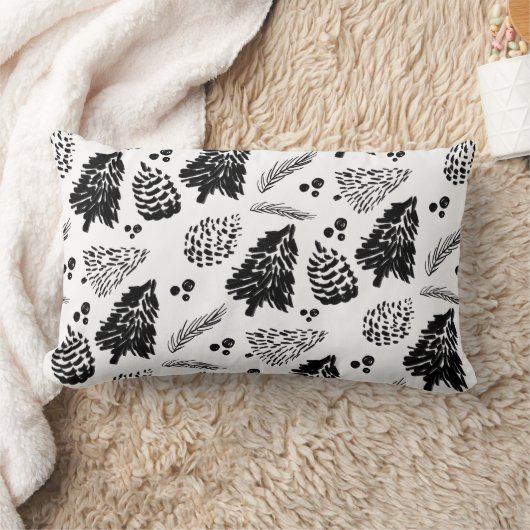 Zwart denbos Pinecone Pattern Chrismtas Kussen (Deken)