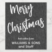 Zwart denim wit schrift, bedrijfsnaam set van 6 wijn etiket (Enkel label)