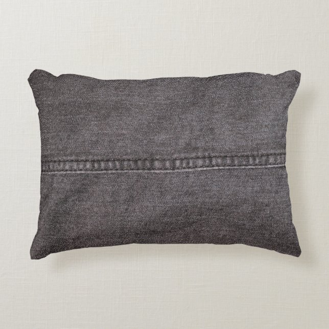 Zwart denimweefsel. Mode, texturen en ondergrond Accent Kussen (Voorkant)
