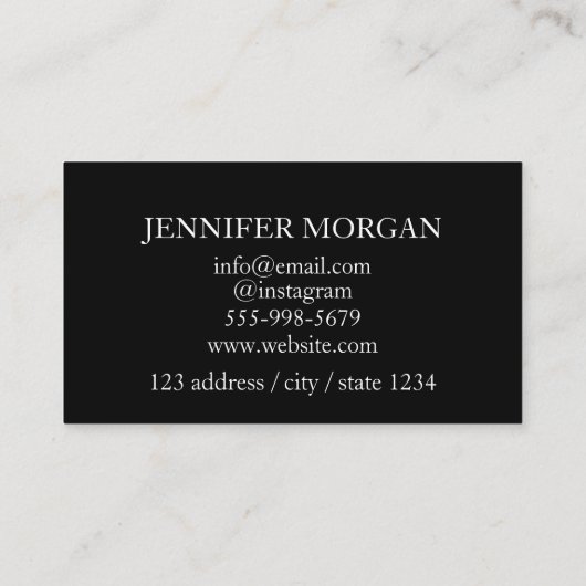 Zwart design uw eigen professionele standaard visitekaartje (Achterkant)