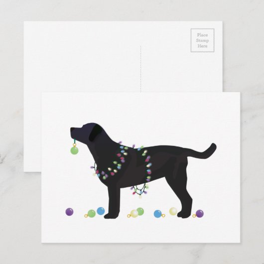 Zwart design voor prettige kerst feestdagenkaart (Voorkant / Achterkant)