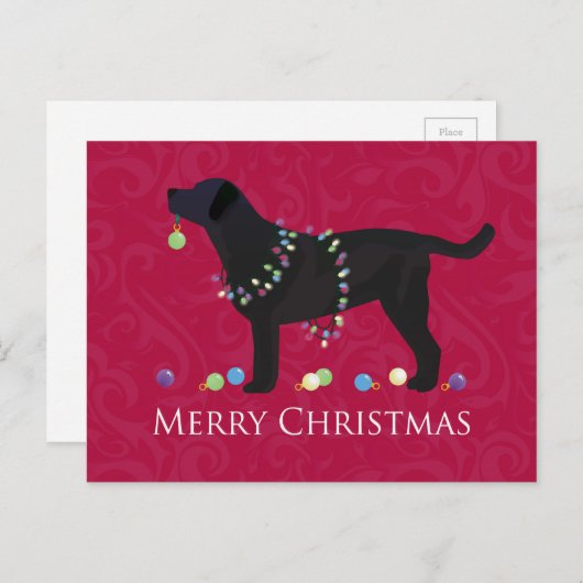 Zwart design voor prettige kerst feestdagenkaart (Voorkant / Achterkant)