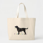 Zwart design voor prettige kerst grote tote bag (Voorkant)