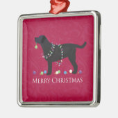 Zwart design voor prettige kerst metalen ornament (Links)