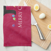 Zwart design voor prettige kerst theedoek (Quarter Fold)