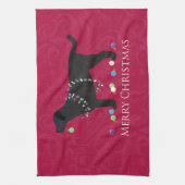 Zwart design voor prettige kerst theedoek (Verticaal)