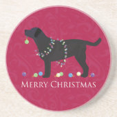 Zwart design voor prettige kerst zandsteen onderzetter (Voorkant)