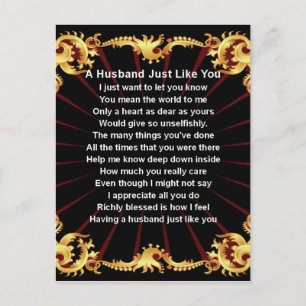 Zwart DesignHusband-gedicht Briefkaart