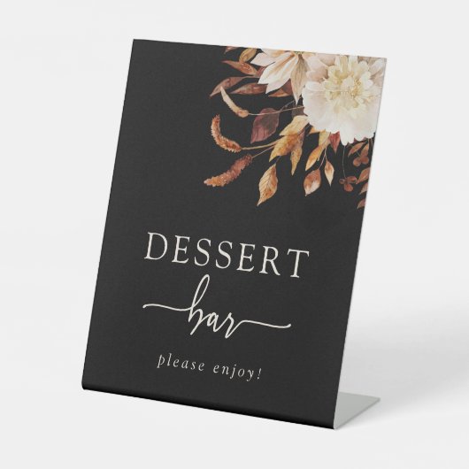 Zwart Dessert Bar Teken Reclamebord Met Voetstuk (Voorkant)