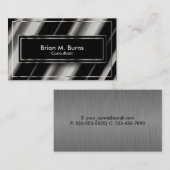 Zwart diagonaal Abstract en metaalzilver Visitekaartje (Voorkant / Achterkant)